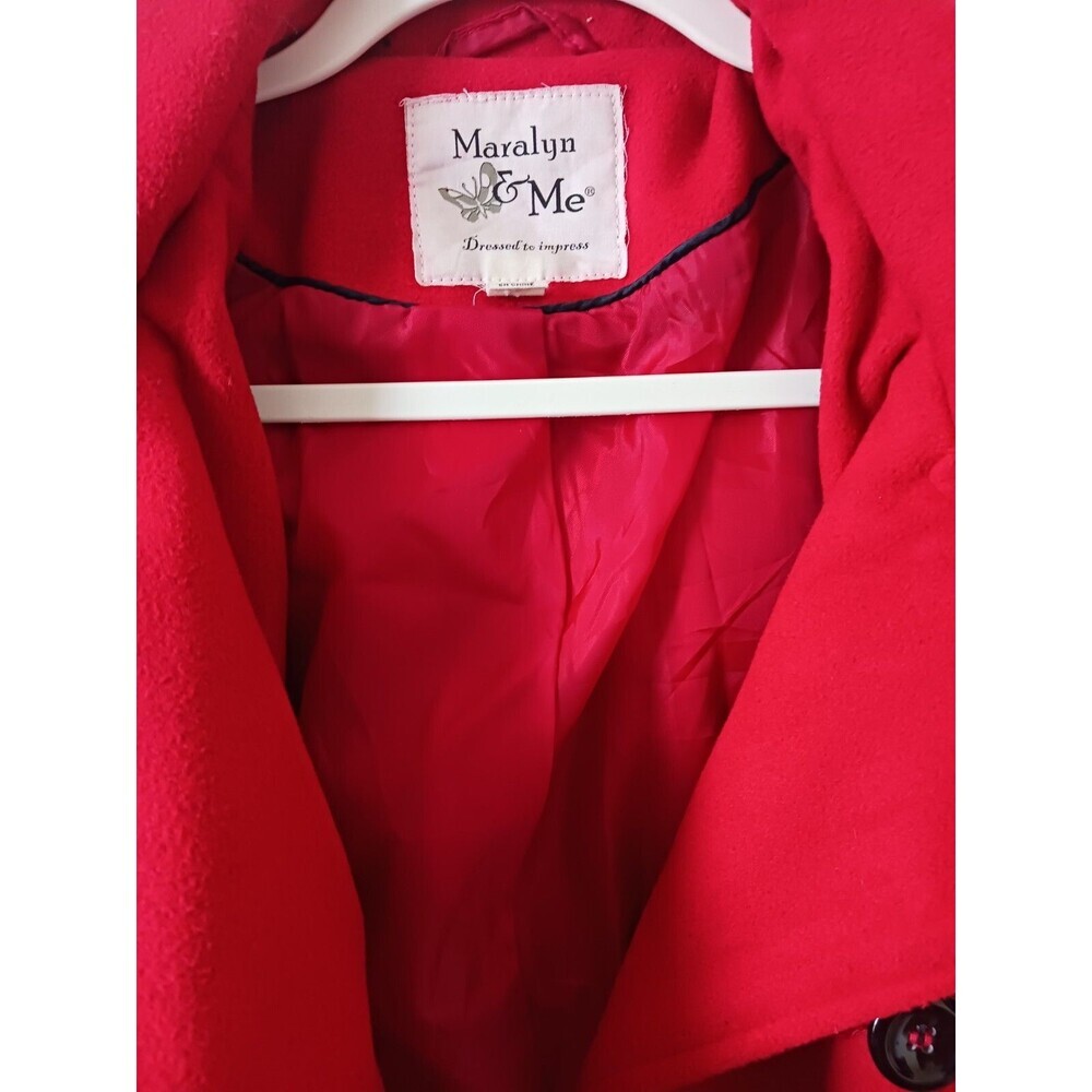 Maralyn & Me Pea Coat Jacket Double Breasted Hooded Red Size M - Picture 8 of 9